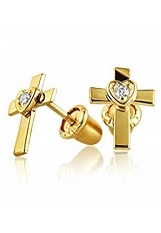 stunning dainty teensy-weensy dainty infant cross earrings